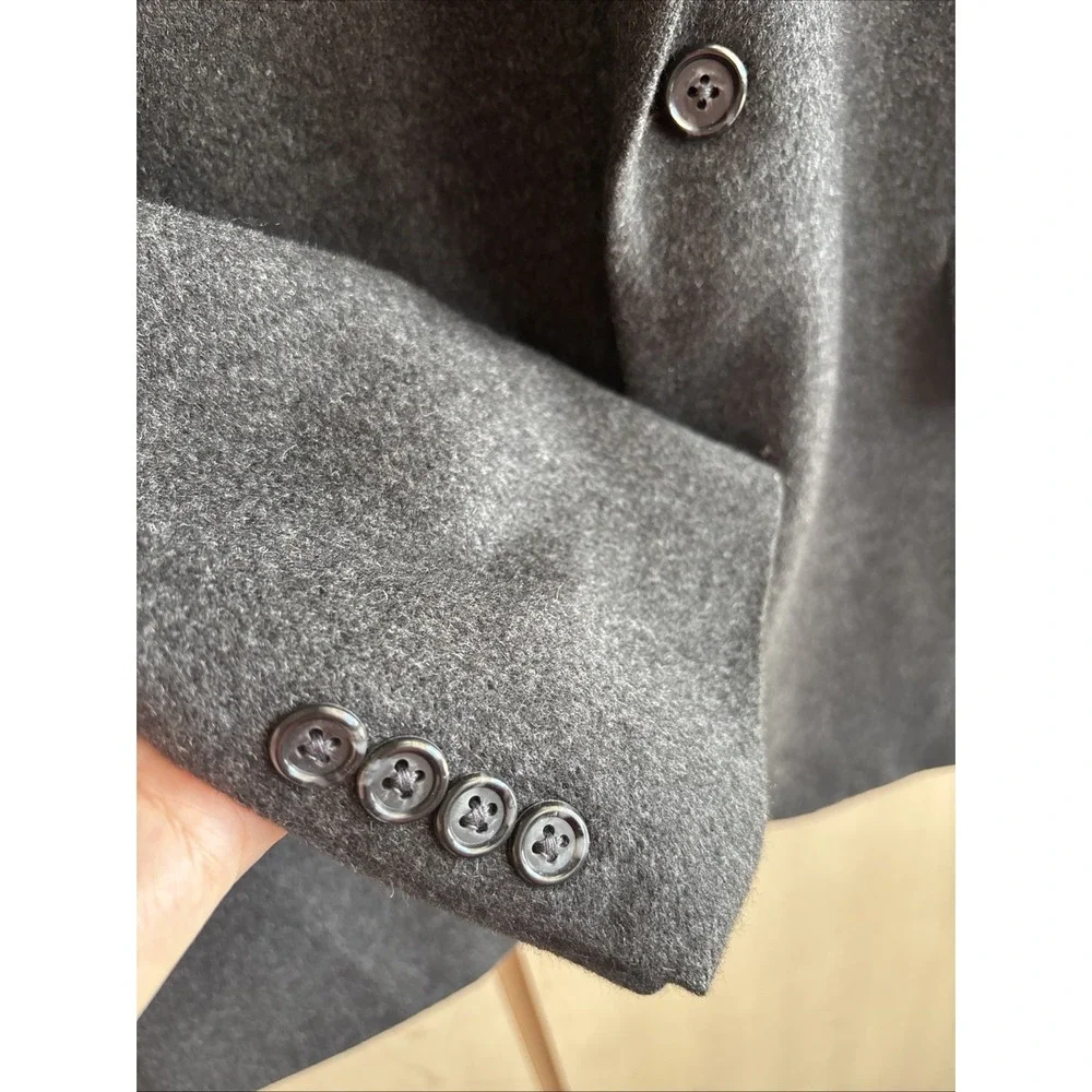 Club Room Mens 44L Blazer 100% Camel Hair Coat Charcoal Gray Two Button Jacket
